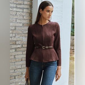 NWT Commense Belted Suede Effect Zipper Jacket – XS